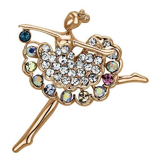JCE2782 Flash Rose Gold White Metal Brooches with Top Grade Crystal  in Multi Color