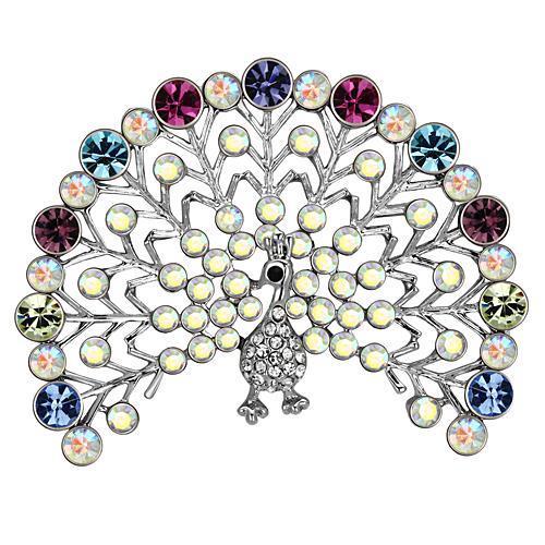 JCE2848 Imitation Rhodium White Metal Brooches with Top Grade Crystal in Multi Color