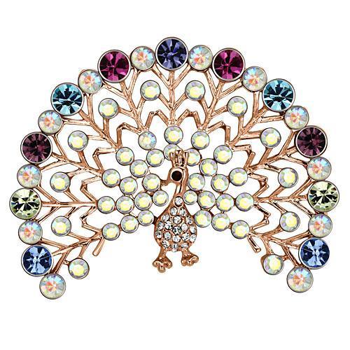 JCE2849 Flash Rose Gold White Metal Brooches with Top Grade Crystal in Multi Color