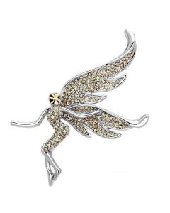 JCE2862 Imitation Rhodium White Metal Brooches with Top Grade Crystal  in Champagne