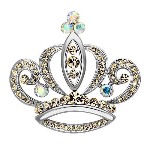 JCE2870 Imitation Rhodium White Metal Brooches with Top Grade Crystal  in Multi Color