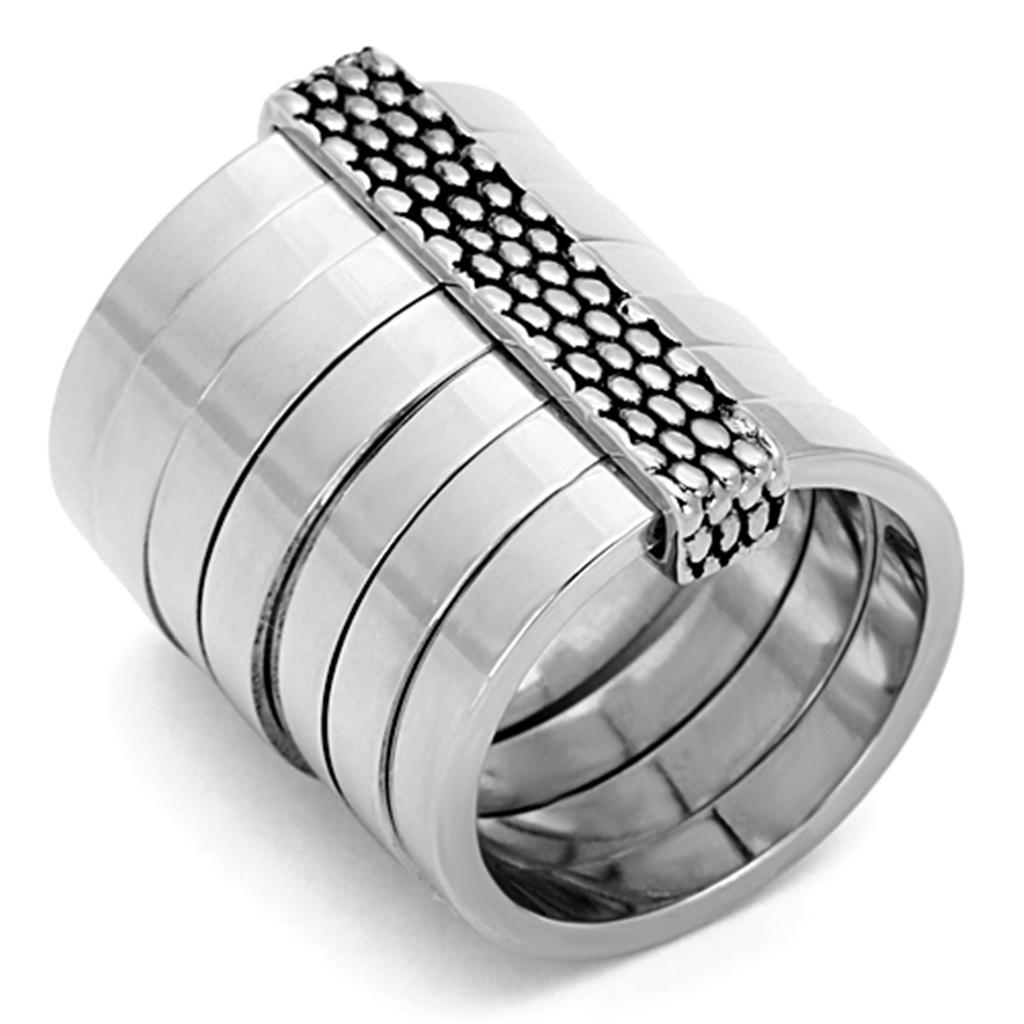 JCE3014 Rhodium Brass Ring with Epoxy  in Jet