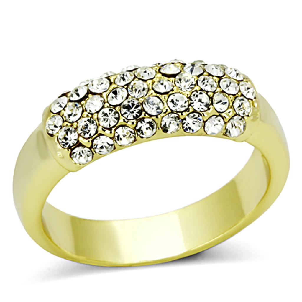 JCE3067 Gold Brass Ring with Top Grade Crystal  in Clear