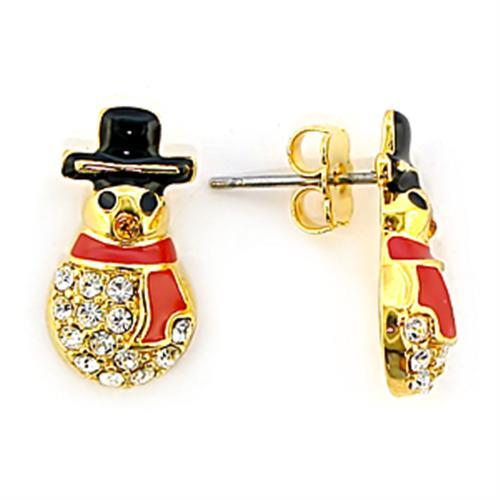 JCE320 Gold Brass Earrings with Top Grade Crystal in Topaz-Default Title
