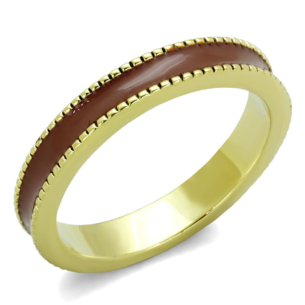 JCE3551 Gold Brass Ring with Epoxy in Brown