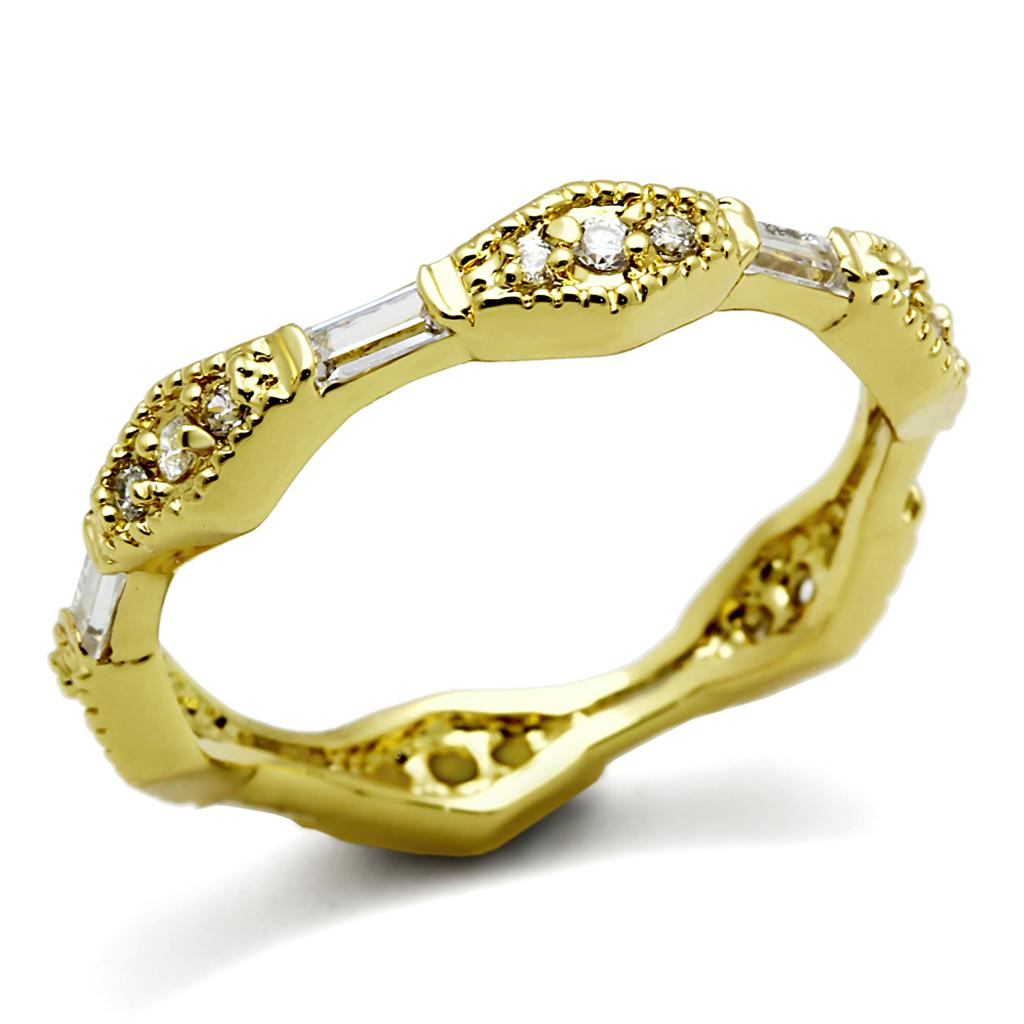 JCE3552 Gold Brass Ring with AAA Grade CZ in Clear