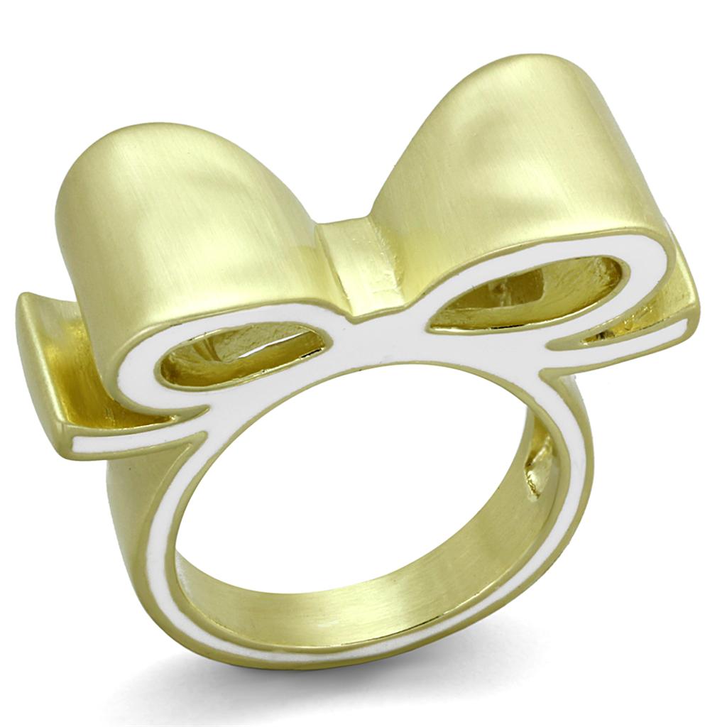 JCE3600 Gold & Brush Brass Ring with Epoxy in White