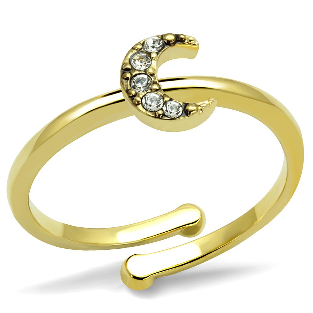 JCE4046 Flash Gold Brass Ring with Top Grade Crystal in Clear
