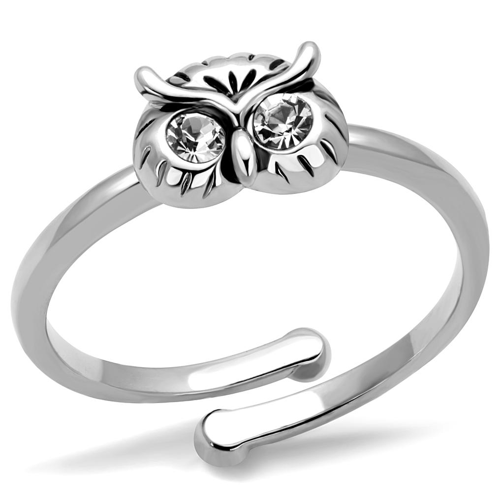 JCE4049 Rhodium Brass Ring with Top Grade Crystal in Clear