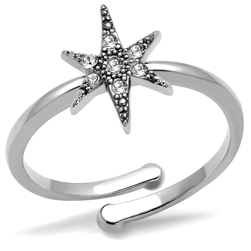 JCE4051 Rhodium Brass Ring with Top Grade Crystal in Clear