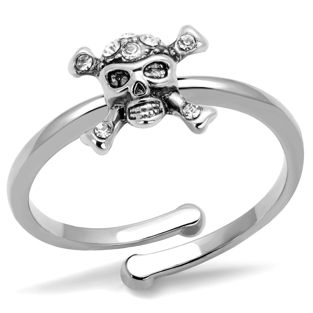 JCE4055 Rhodium Brass Ring with Top Grade Crystal in Clear