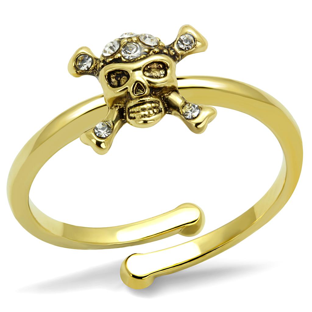 JCE4056 Flash Gold Brass Ring with Top Grade Crystal in Clear