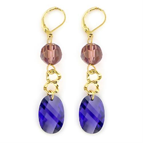 JCE713 Gold Brass Earrings with AAA Grade CZ  in Multi Color-Default Title