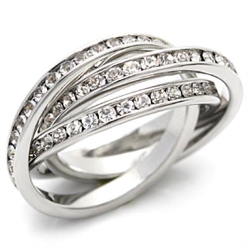 JCE823 Imitation Rhodium Brass Ring with Top Grade Crystal  in Clear