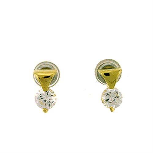 JCEA446 Gold Brass Earrings with AAA Grade CZ  in Clear-PCS