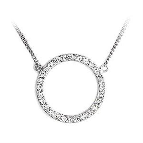 JCEA478 Rhodium Brass Necklace with Top Grade Crystal in Clear