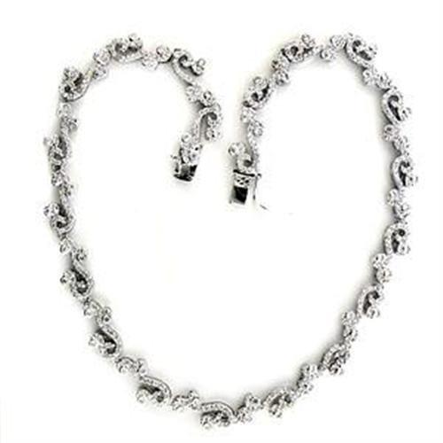 JCEA558 Rhodium 925 Sterling Silver Necklace with AAA Grade CZ in Clear