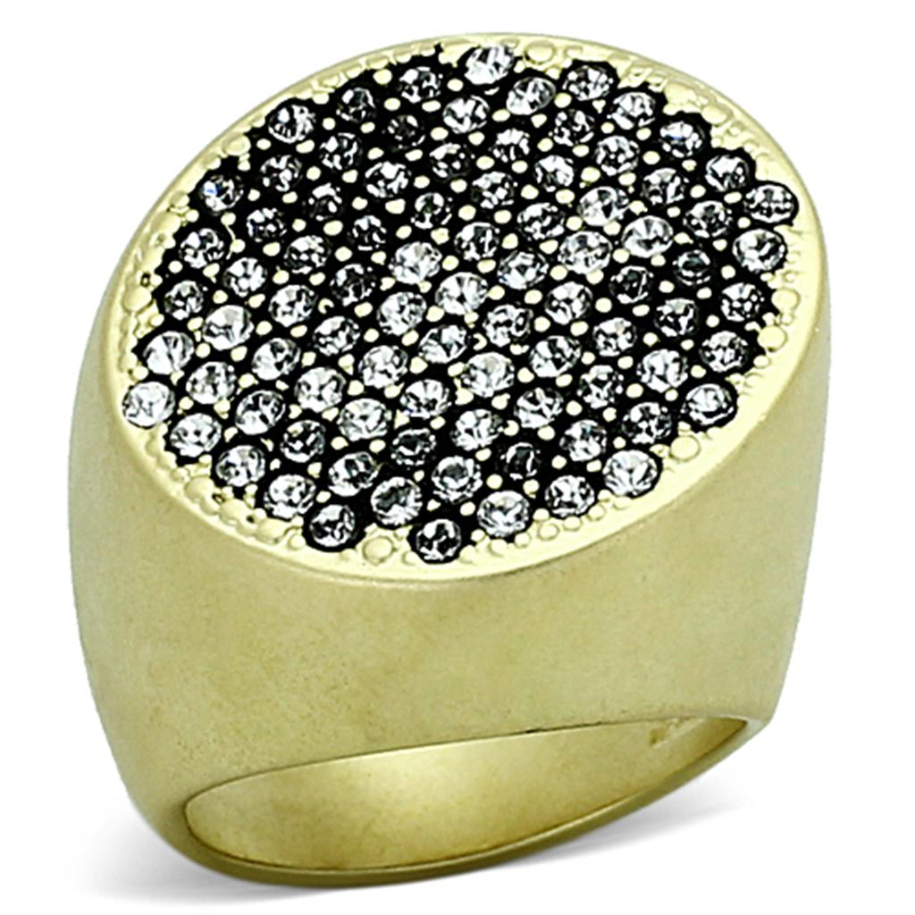JCEA889 Matte Gold Brass Ring with Top Grade Crystal in Clear