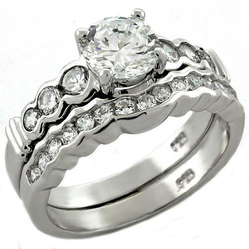 JCEAS1023 Rhodium 925 Sterling Silver Ring with AAA Grade CZ in Clear