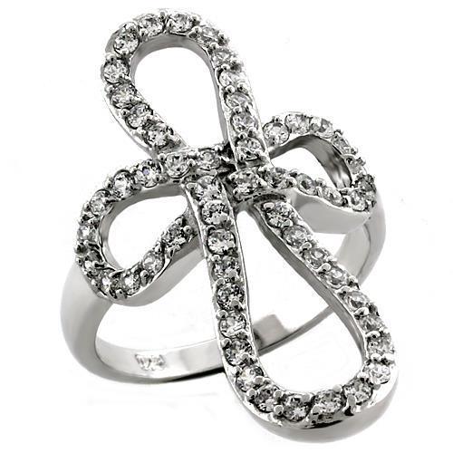 JCEAS1035 Rhodium 925 Sterling Silver Ring with AAA Grade CZ in Clear