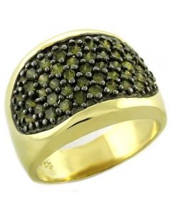 JCEAS1042 Gold 925 Sterling Silver Ring with AAA Grade CZ in Peridot