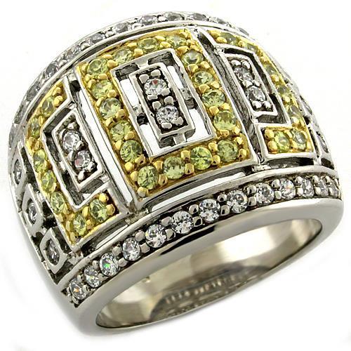 JCEAS1043 Gold+Rhodium 925 Sterling Silver Ring with AAA Grade CZ in Clear