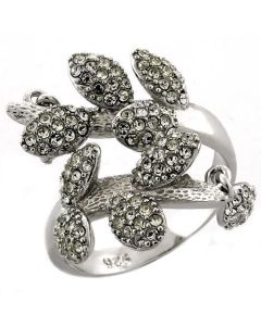 JCEAS1053 Rhodium 925 Sterling Silver Ring with Top Grade Crystal in Clear