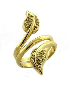 JCEAS1055 Gold 925 Sterling Silver Ring with AAA Grade CZ in Clear