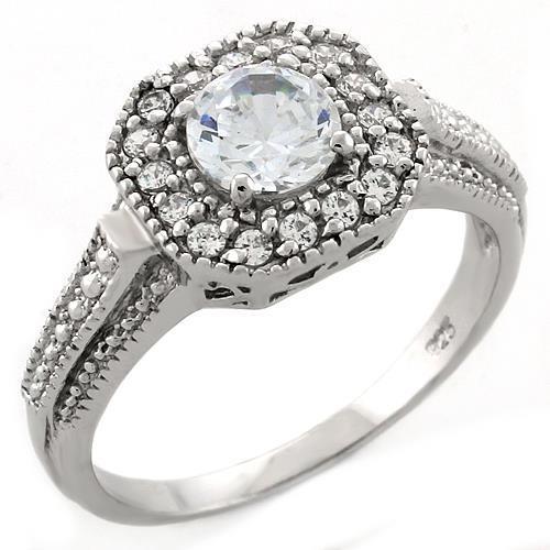 JCEAS1062 Rhodium 925 Sterling Silver Ring with AAA Grade CZ in Clear
