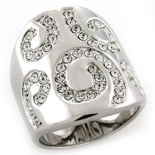 JCEAS1074 Rhodium 925 Sterling Silver Ring with Top Grade Crystal in Clear