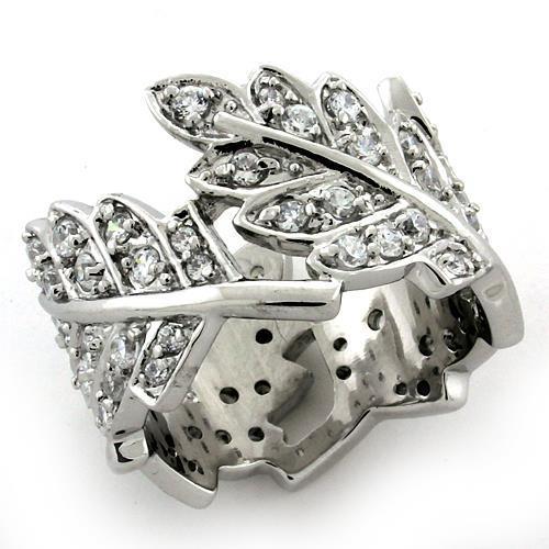 JCEAS1098 Rhodium 925 Sterling Silver Ring with AAA Grade CZ in Clear