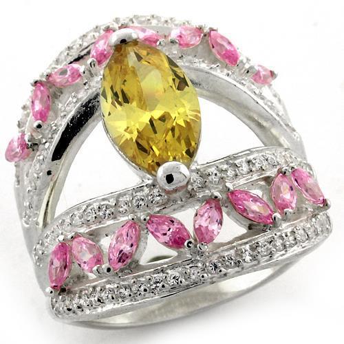 JCEAS1101 High-Polished 925 Sterling Silver Ring with AAA Grade CZ in Citrine