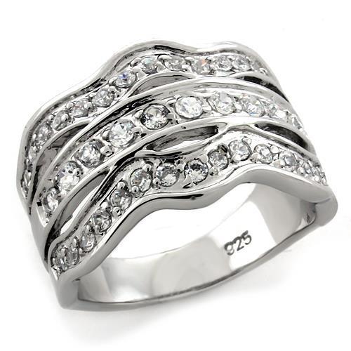 JCEAS1105 Rhodium 925 Sterling Silver Ring with Top Grade Crystal in Clear
