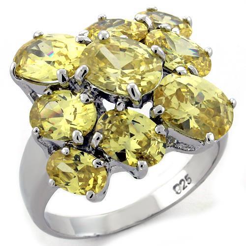 JCEAS1109 Rhodium 925 Sterling Silver Ring with AAA Grade CZ in Topaz