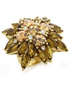 JCEAS1121 Gold 925 Sterling Silver Ring with AAA Grade CZ in Multi Color
