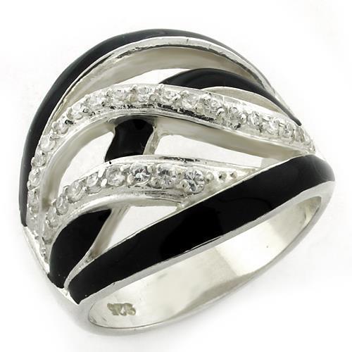 JCEAS1152 High-Polished 925 Sterling Silver Ring with AAA Grade CZ in Clear