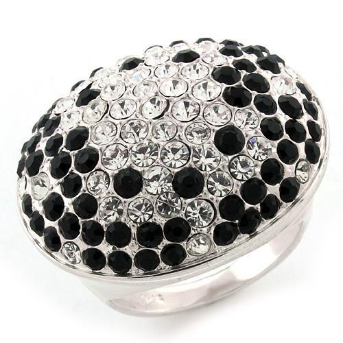 JCEAS1160 High-Polished 925 Sterling Silver Ring with Top Grade Crystal in Multi Color