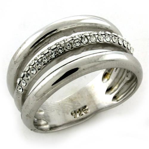 JCEAS1176 Rhodium 925 Sterling Silver Ring with Top Grade Crystal in Clear