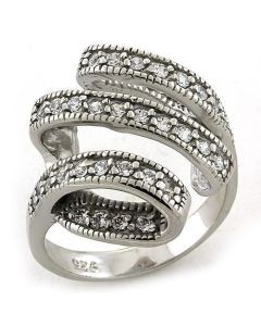 JCEAS1183 Rhodium 925 Sterling Silver Ring with AAA Grade CZ  in Clear