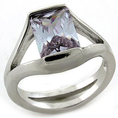 JCEAS1185 Rhodium 925 Sterling Silver Ring with AAA Grade CZ  in Amethyst