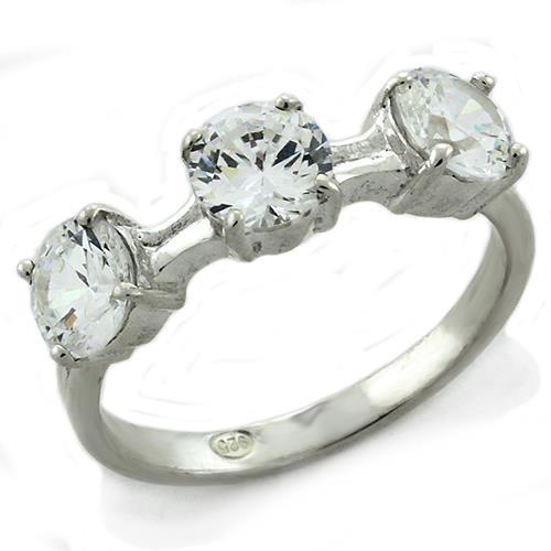 JCEAS1189 High-Polished 925 Sterling Silver Ring with AAA Grade CZ  in Clear