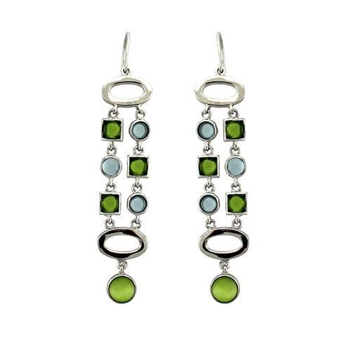 JCEAS1334 Rhodium 925 Sterling Silver Earrings with AAA Grade CZ in Peridot-Default Title