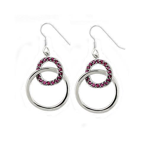 JCEAS1340 Rhodium 925 Sterling Silver Earrings with AAA Grade CZ in Siam-Default Title