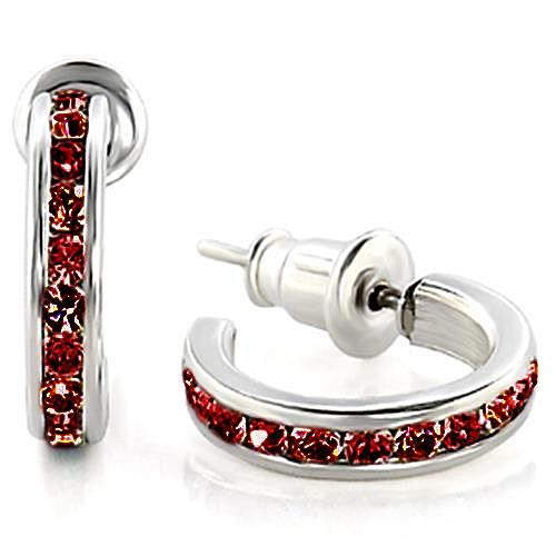 JCEAS1352 High-Polished 925 Sterling Silver Earrings with Top Grade Crystal in Garnet-Default Title