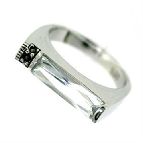 JCEAS719 Rhodium 925 Sterling Silver Ring with AAA Grade CZ  in Clear