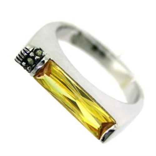 JCEAS724 Rhodium 925 Sterling Silver Ring with AAA Grade CZ  in Citrine