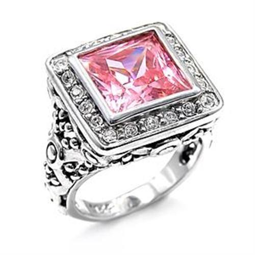 JCEAS758 Rhodium 925 Sterling Silver Ring with AAA Grade CZ  in Rose