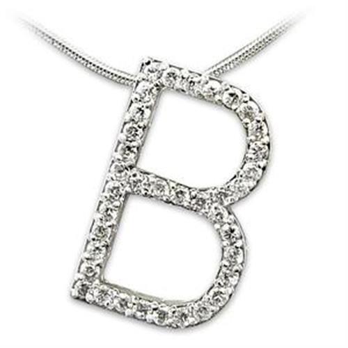 JCEAS801 Rhodium 925 Sterling Silver Pendant with AAA Grade CZ  in Clear-Default Title