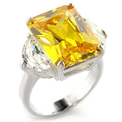 JCEAS828 High-Polished 925 Sterling Silver Ring with AAA Grade CZ in Citrine