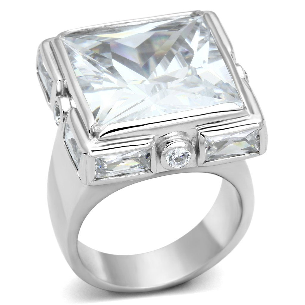 JCEAS862 Rhodium 925 Sterling Silver Ring with AAA Grade CZ in Clear